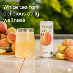 happy being can label close-up highlighting ingredients and natural flavor benefit