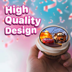 HAPPY CHOICES topper placed on cupcake demonstrating easy application and finish