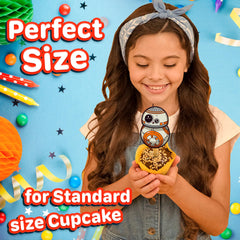 HAPPY CHOICES decorated cupcakes with toppers showing instant party-ready presentation