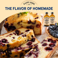 Happy Home extract pouring into mixing bowl to evenly flavor batter and ensure consistency