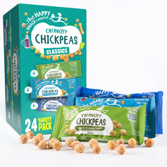 Happy Snack Company close-up of roasted chickpea texture delivering visible crunch and appeal