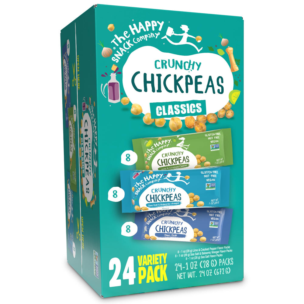 Happy Snack Company front packaging showing variety pack and portioned bags for convenience