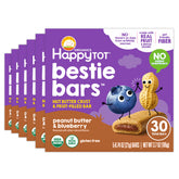 HAPPYTOT front packaging showing organic peanut butter blueberry bars and benefits