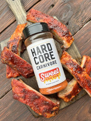 Hardcore Carnivore rubbed ribs before smoking showing enhanced flavor build