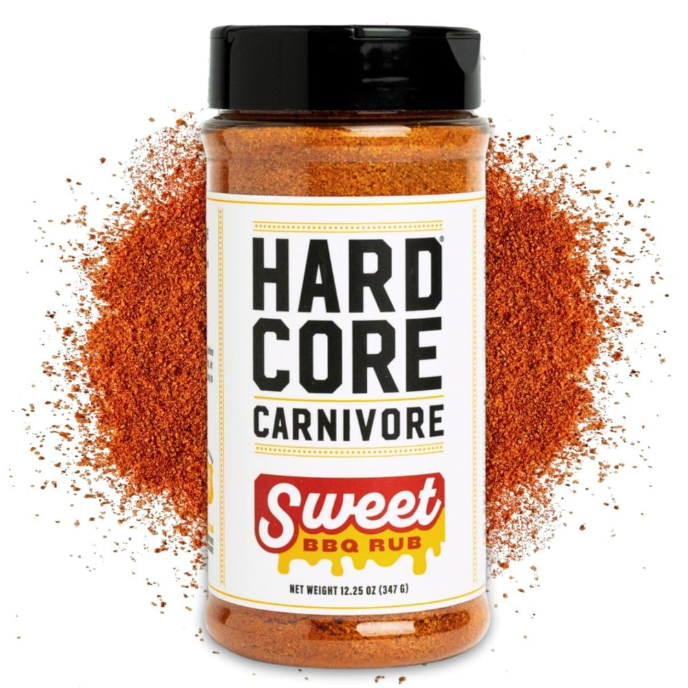 Hardcore Carnivore shaker front view showing label and large-size benefit