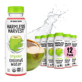 Harmless Harvest front packaging showing 12-pack and organic badge for convenient stocking