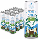 Harney & Sons front packaging of coconut water can showing label and recyclable can benefit