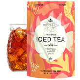 Harney & Sons front packaging showing Tropical Mango iced tea, vibrant shelf appeal