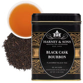 Harney & Sons tin front view showing label and bourbon-inspired design, stylish storage benefit