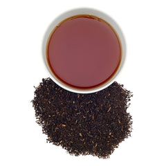 Harney & Sons loose black tea leaves close-up showing broken orange pekoe, consistent brewing
