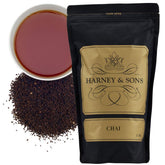 Harney & Sons front packaging showing 16 oz resealable bag and label benefits