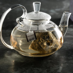 Harney & Sons close-up of rolled jasmine tea pearls revealing texture and aroma