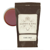 Harney & Sons front packaging of 50-count Earl Grey sachets highlighting resealable bag and branding for freshness