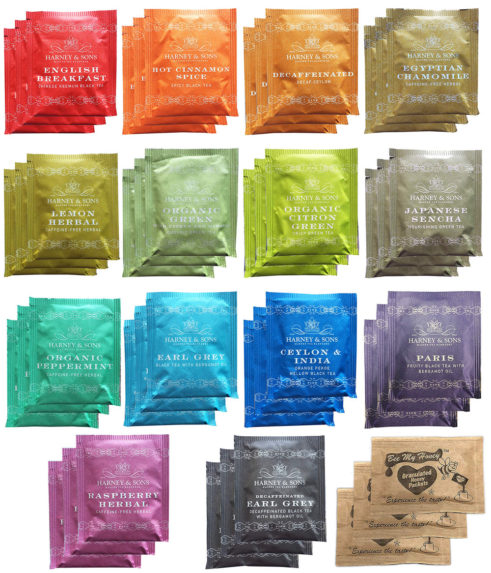 Harney & Sons front packaging of sampler showing variety and convenient gifting