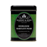 Harney & Sons decorative tin showing Bartlett Pear label, attractive gift packaging benefit
