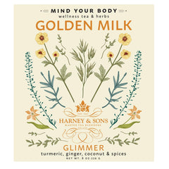 Harney & Sons powder close-up texture showing turmeric blend for easy mixing