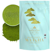 Harney & Sons front packaging of 16 oz organic matcha, showing brand and pouch for convenience