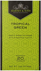 Harney & Sons front packaging showing tropical green boxes and quantity benefits