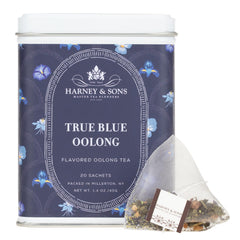 Harney & Sons pyramid sachet closeup highlighting leaf expansion and richer brew