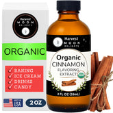 Harvest Moon Delights front bottle shows organic cinnamon extract and clear benefits