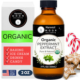 Harvest Moon Delights front label showing organic peppermint and usage