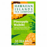 Hawaiian Islands Tea Company front box showing pineapple black tea, highlights tropical flavor