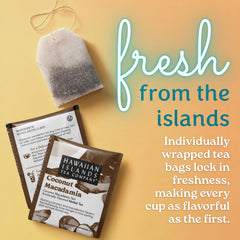 HAWAIIAN ISLANDS TEA COMPANY loose rooibos, coconut flakes and macadamia pieces detail