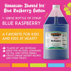Hawaiian Shaved Ice label close-up displaying blue raspberry flavor and details