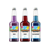 Hawaiian Shaved Ice front packaging showing three quart bottles and labels providing convenience