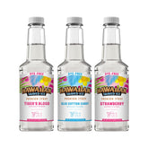 Hawaiian Shaved Ice front packaging showing three dye-free syrup bottles and flavors, appealing presentation