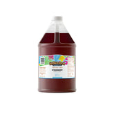 Hawaiian Shaved Ice strawberry gallon bottle front label shows brand and flavor benefits