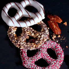 Hazel & Creme pretzels arranged in gift setting demonstrating celebratory presentation