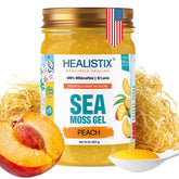 HX HEALISTIX front jar showing 16 oz peach sea moss gel for easy use