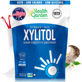 Health Garden birch xylitol front pouch showing product branding and weight, convenient storage