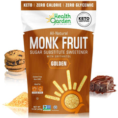HEALTH GARDEN front packaging showing 15 oz golden monk fruit benefits for baking