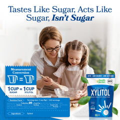 Close-up of Health Garden xylitol granules to show texture and sugar-like appearance