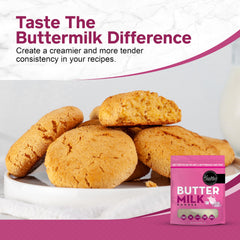 Healthier Comforts reconstituted buttermilk in glass for recipes