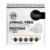 Healthier Comforts front packaging showing vegan egg white powder and benefits