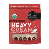 Healthier Comforts front packaging showing organic powdered heavy cream benefits