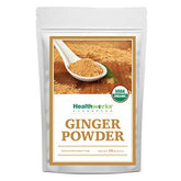 Healthworks Superfoods front pouch showing organic ginger powder and clear labeling for convenience