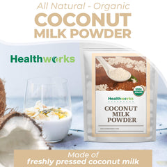 Healthworks Superfoods reconstituted coconut creamer in a cup for coffee