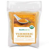 Healthworks Superfoods front packaging showing 2 lb turmeric and clear label benefit