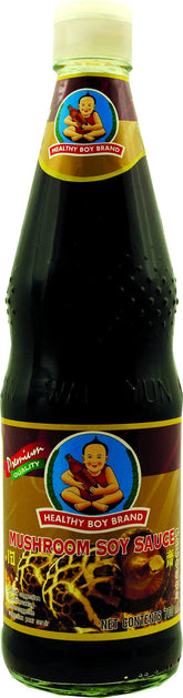 Healthy Boy front packaging showing bottle and clear label, highlights authentic Thai origin