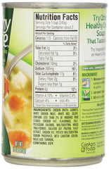 Healthy Choice Soup bowl close-up with steaming chicken and noodles highlighting hearty, ready-to-eat flavor