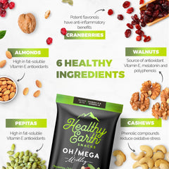 Healthy Earth close-up of mixed nuts and dried fruit highlighting texture and freshness