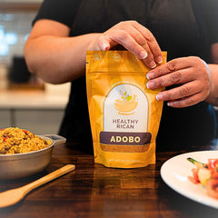 Healthy Rican seasoning-coated chicken breast showing caramelized crust and aroma