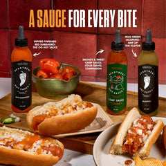 HEARTBEAT HOT SAUCE CO. Camp Sauce label detail with smoked paprika and maple notes, evokes smoky sweetness