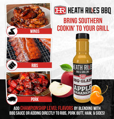 Heath Riles BBQ glaze thick texture on spoon showing glossy caramelization