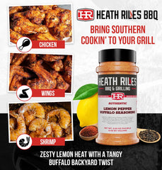 Heath Riles BBQ rub applied on grilled chicken wings delivering bright, spicy coating