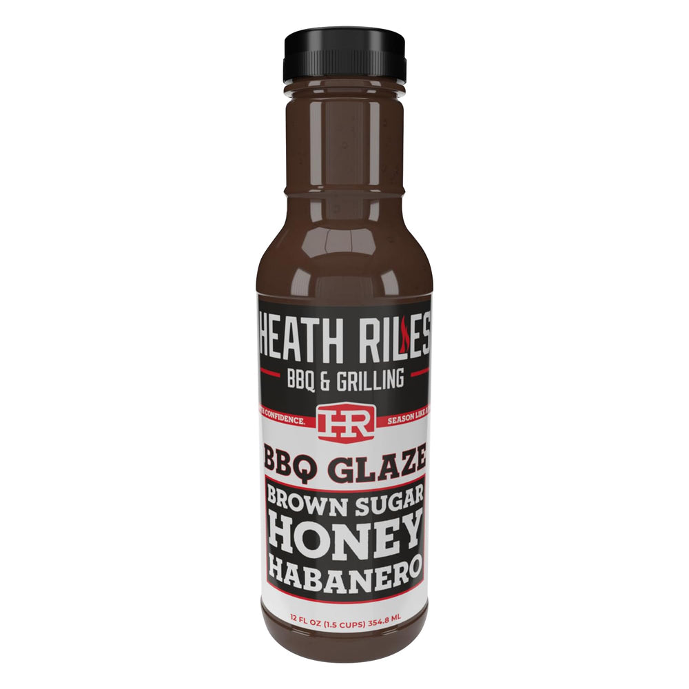 Heath Riles BBQ front label showing brand and flavor, highlights authentic craft